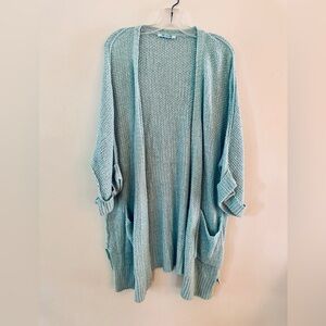 She + Sky Aqua One Size Open Cardigan